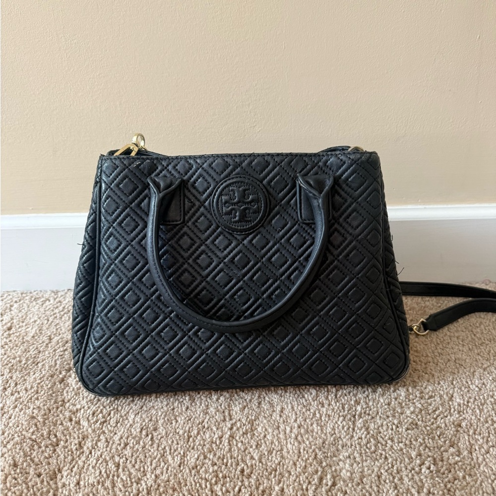 Tory Burch Black Quilted Satchel